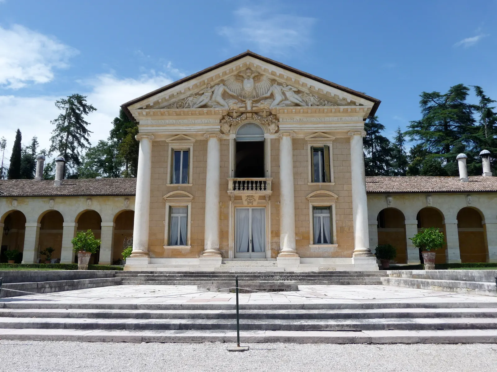 The front of Palladio's Villa Barbaro at Maser, with its arcaded wings